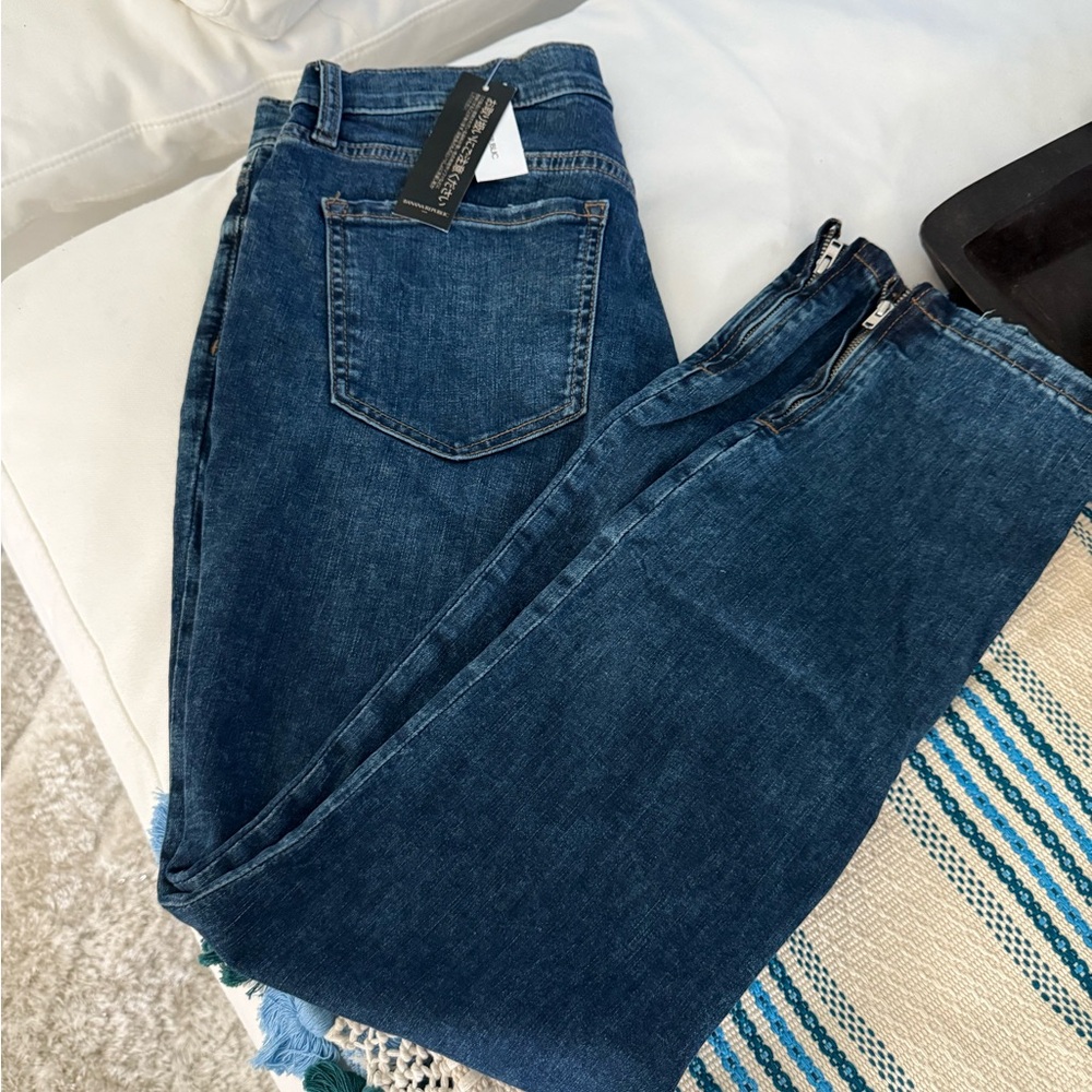 Banana Republic Blue Straight Leg Jeans sz 29 skinny mid rise zipper details